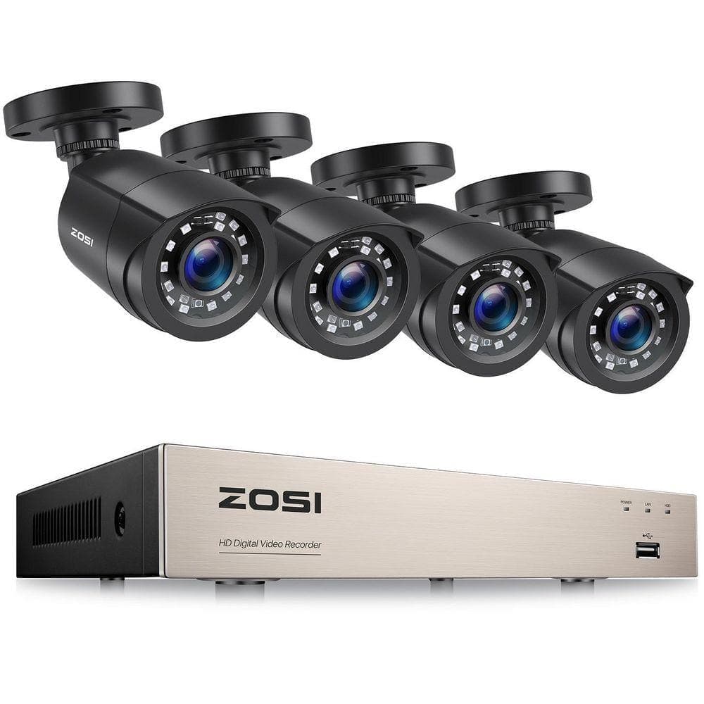 ZOSI 8-Channel H.265+ 5MP-Lite DVR Security Camera System with 4X 1080P Outdoor Wired Cameras, Surveillance System (1)
