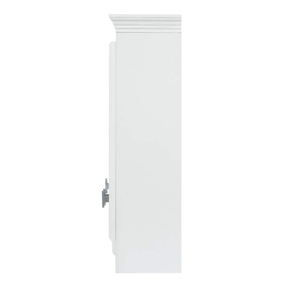 Qualler 35.31 in. W x 7.83 in. D x 28 in. H Bathroom Storage Wall Cabinet in White with All-in-One Mirror and Adjustable Shelves (2)