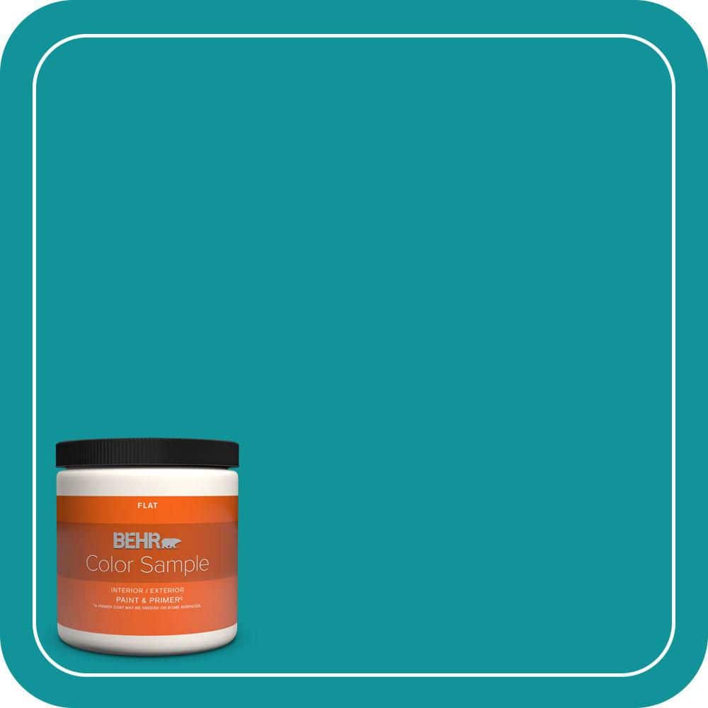BEHR PREMIUM PLUS 8 oz. #500B-6 Peacock Feather Flat Interior/Exterior Paint & Primer Color Sample