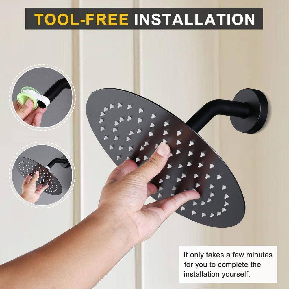 ALEASHA 1-Spray Pattern with 1.75 GPM 10 in. Wall Mount Rain Fixed Shower Head in Matte Black (3)