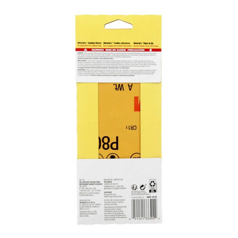3M Imperial Wetordry 3.7 in. 9 in. Ultra Fine 800-Grit Sheet Sandpaper (4)