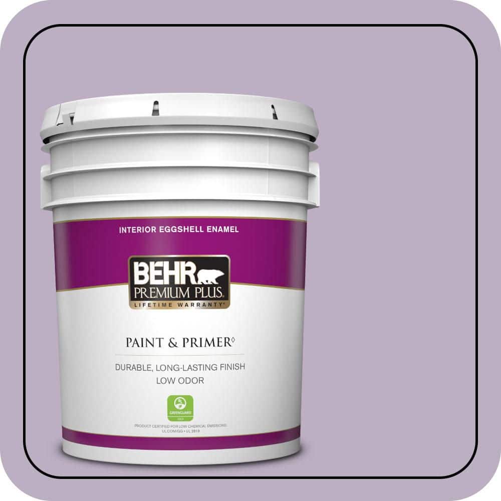 BEHR PREMIUM PLUS 5 gal. #S100-3 Courtly Purple Eggshell Enamel Low Odor Interior Paint & Primer