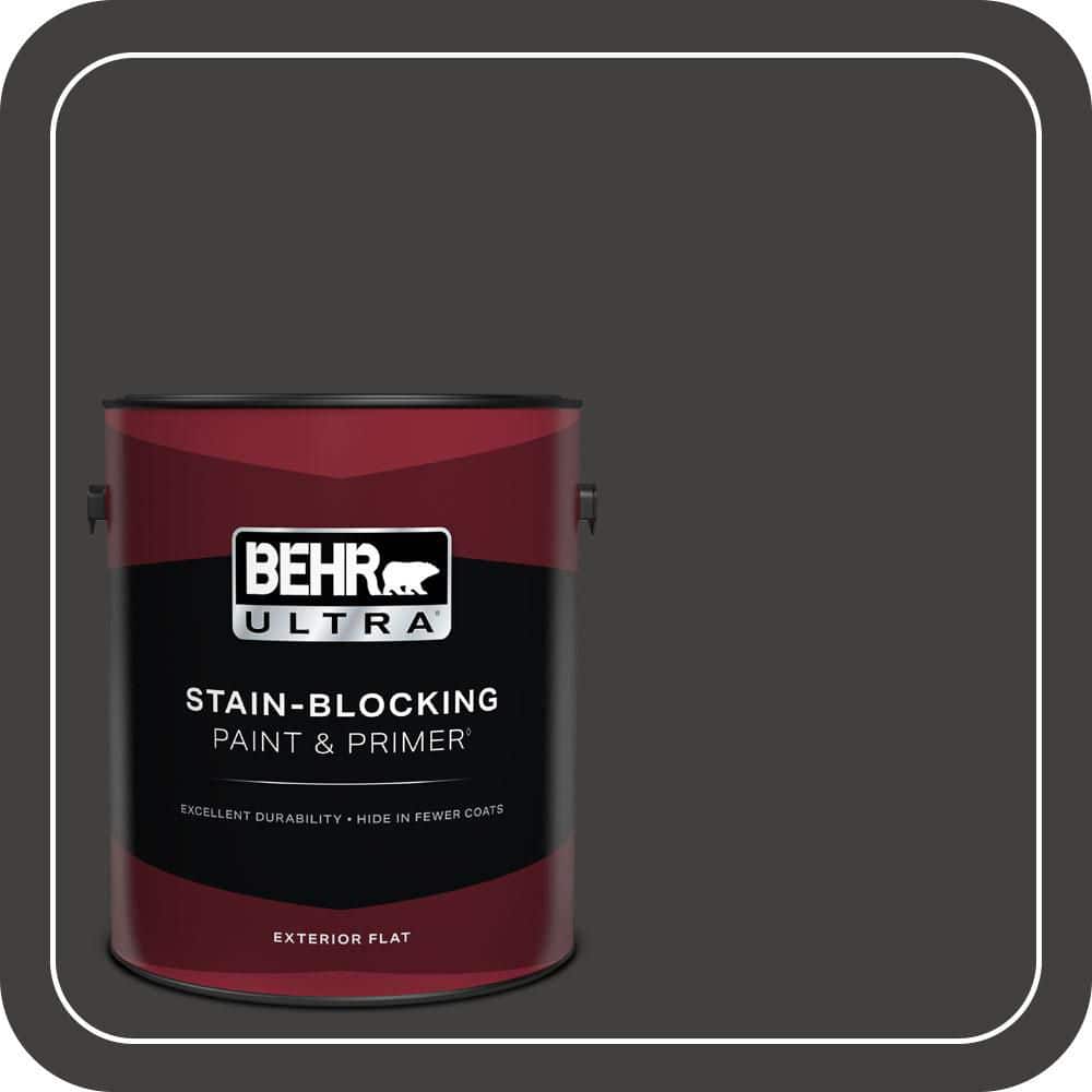 BEHR ULTRA 1 gal. #N510-7 Blackout Flat Exterior Paint & Primer
