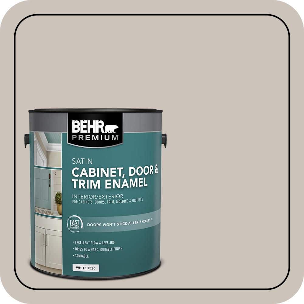 BEHR PREMIUM 1 gal. #N200-2 Doeskin Gray Satin Enamel Interior/Exterior Cabinet, Door & Trim Paint (1)