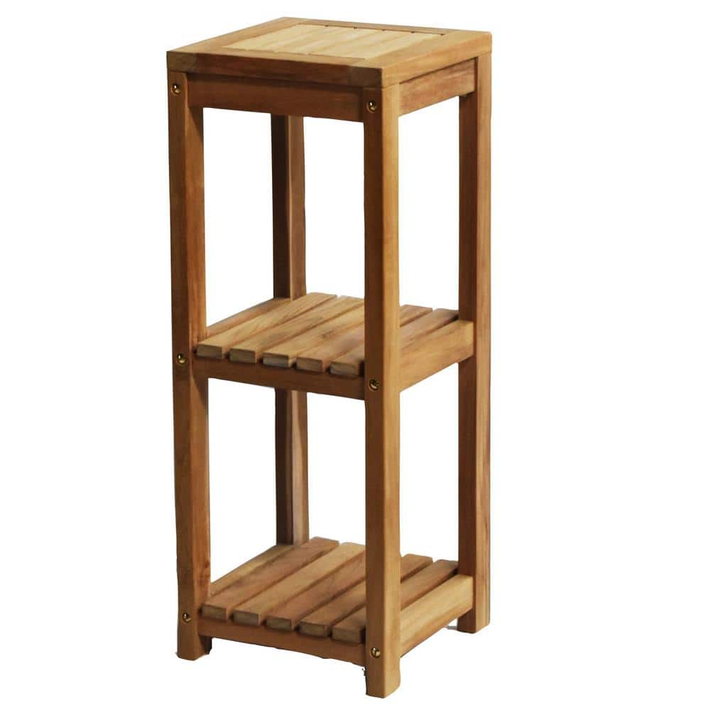 ARB Teak and Specialties Gala 11.75 in. W 11.75 in. D 45.25 in. H Brown Linen Cabinet with Square Shelf and 4-Tiers