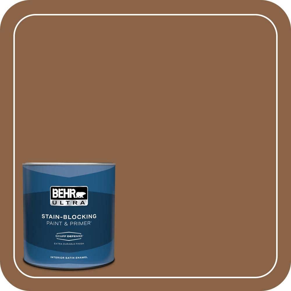 BEHR ULTRA 1 qt. #S240-7 Leather Work Extra Durable Satin Enamel Interior Paint & Primer