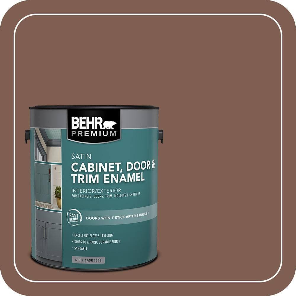 BEHR PREMIUM 1 gal. #N160-6 Spanish Chestnut Satin Enamel Interior/Exterior Cabinet, Door & Trim Paint (1)