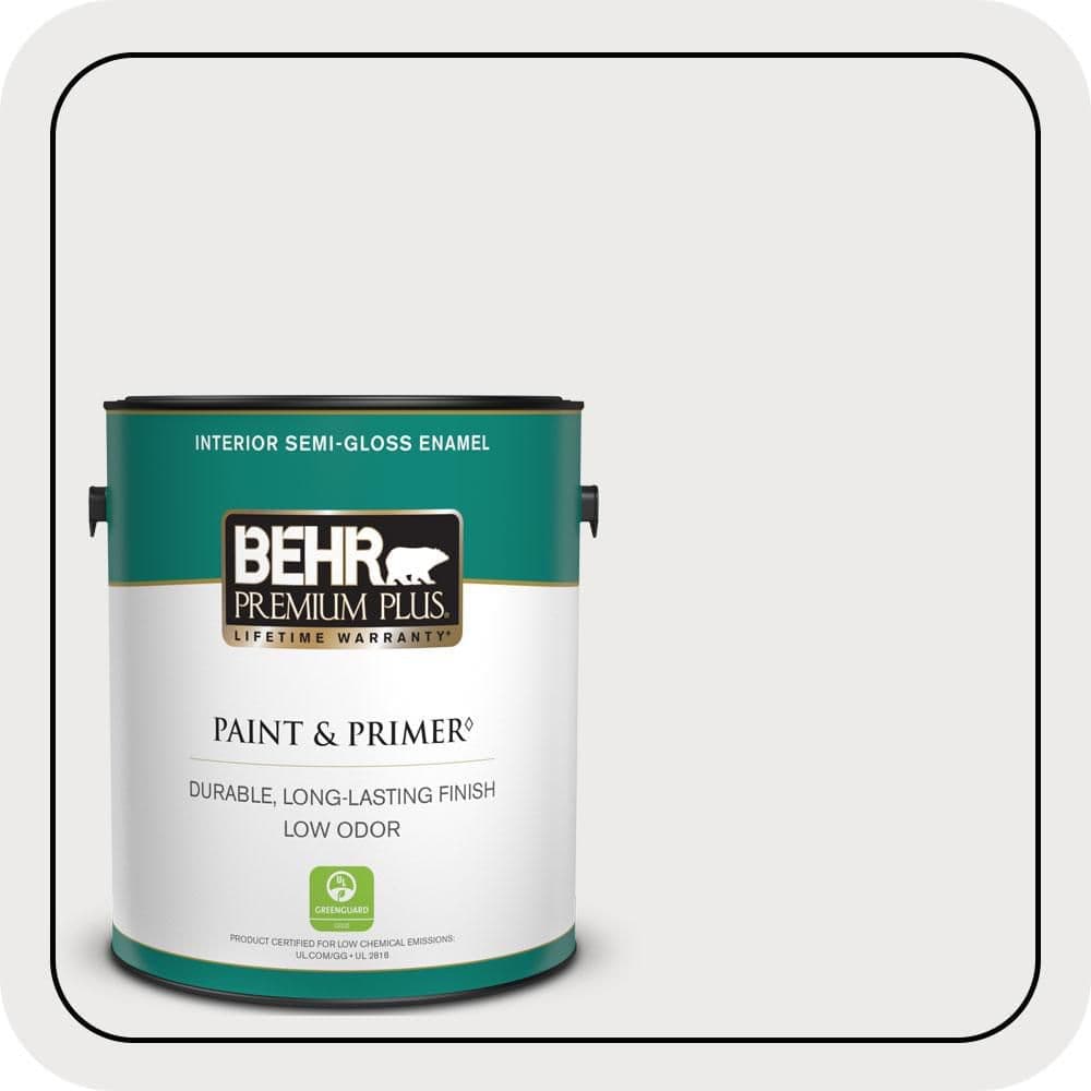 BEHR PREMIUM PLUS 1 gal. #640E-1 Silver Chalice Semi-Gloss Enamel Low Odor Interior Paint & Primer