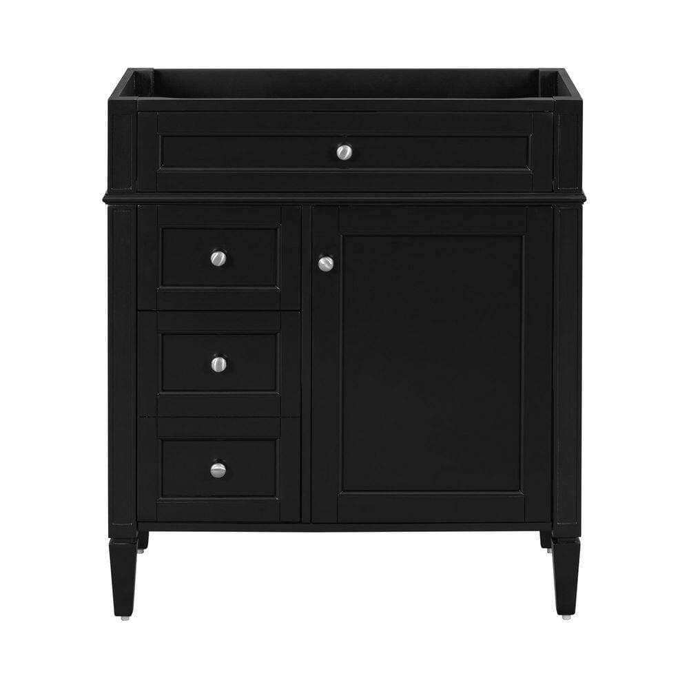Buruis 29.3 in. Bath Vanity Cabinet without Top in Black with 2 Drawers and a Tip-out Drawer, Basin Not Included (3)