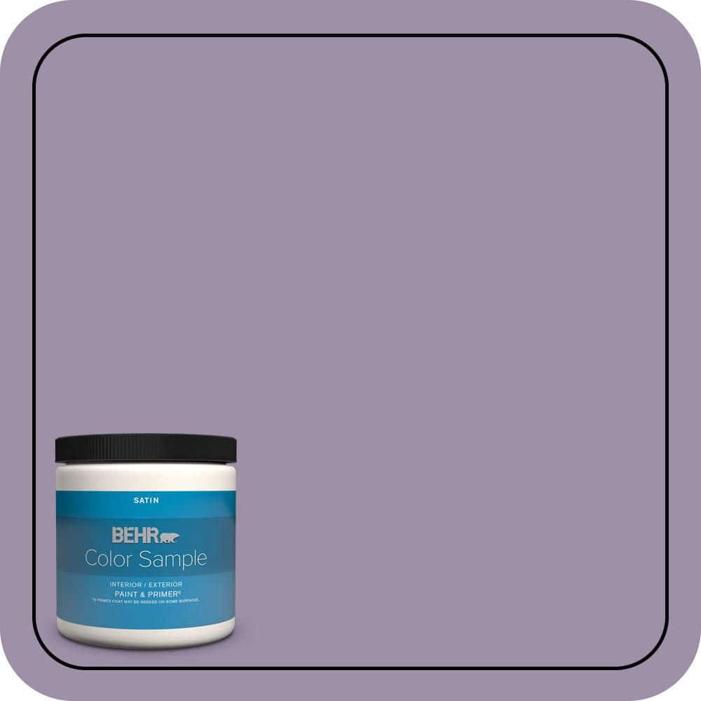 BEHR PREMIUM PLUS 8 oz. #S100-4 Ancestry Violet Satin Enamel Interior/Exterior Paint & Primer Color Sample