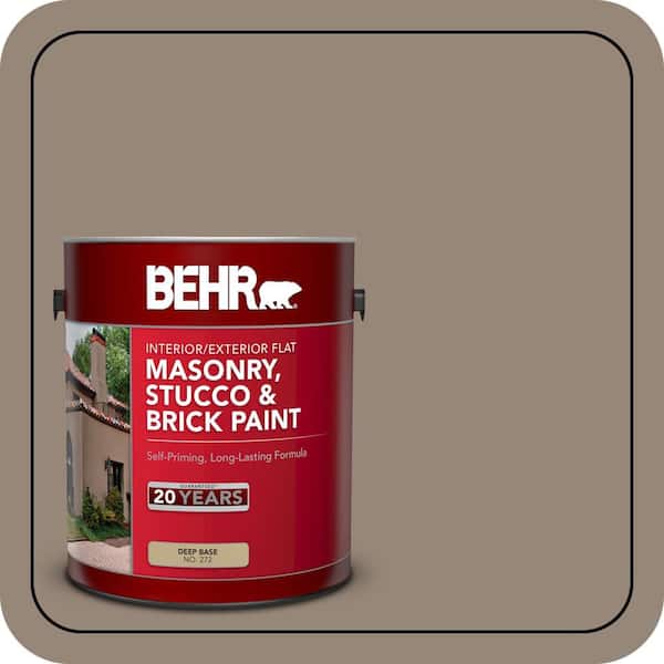 BEHR 1 gal. #PPU5-06A Light Truffle Flat Interior/Exterior Masonry, Stucco and Brick Paint (2)