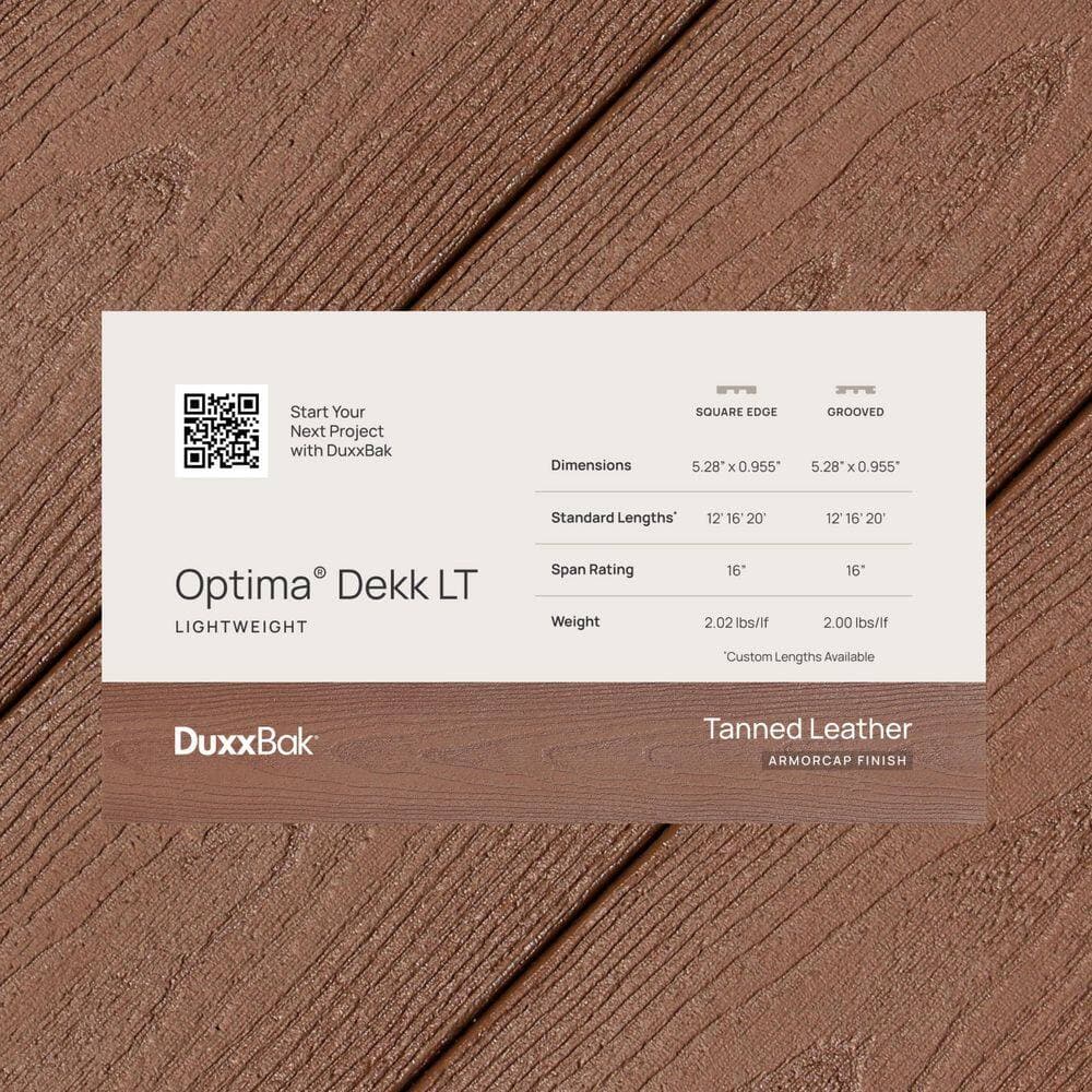DuxxBak Optima LT Dekk 1 in. x 5.25 in. x 3 in. Tanned Leather Composite Deck Board Sample (2)