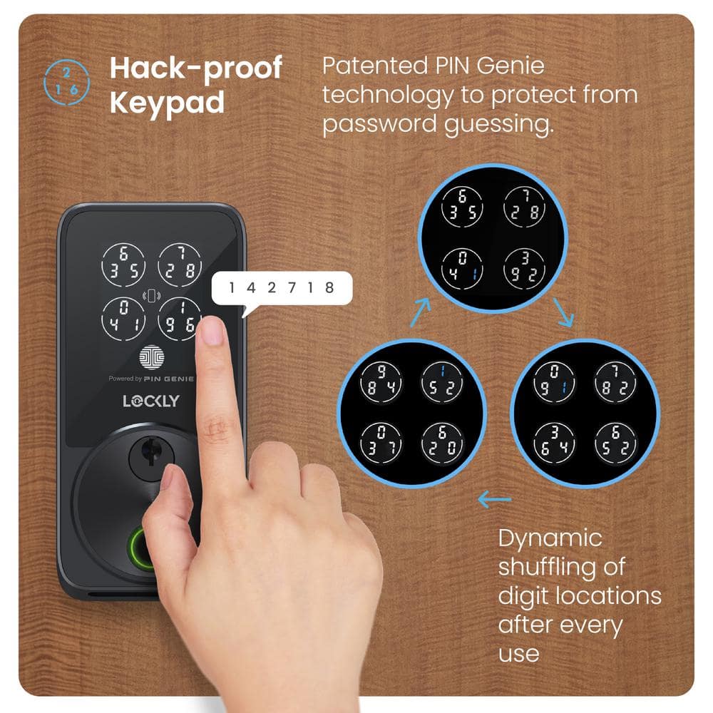 Lockly Secure Pro Zeno Series Matte Black Deadbolt WiFi Smart Lock, Apple Home Key, Fingerprint, Keypad, Siri/Alexa/Google (3)