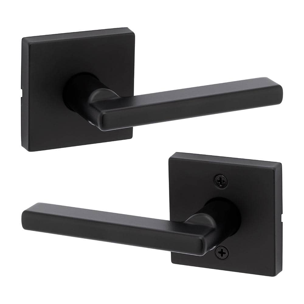 Kwikset Halifax Square Matte Black Hall/Closet Passage Door Handle (1)