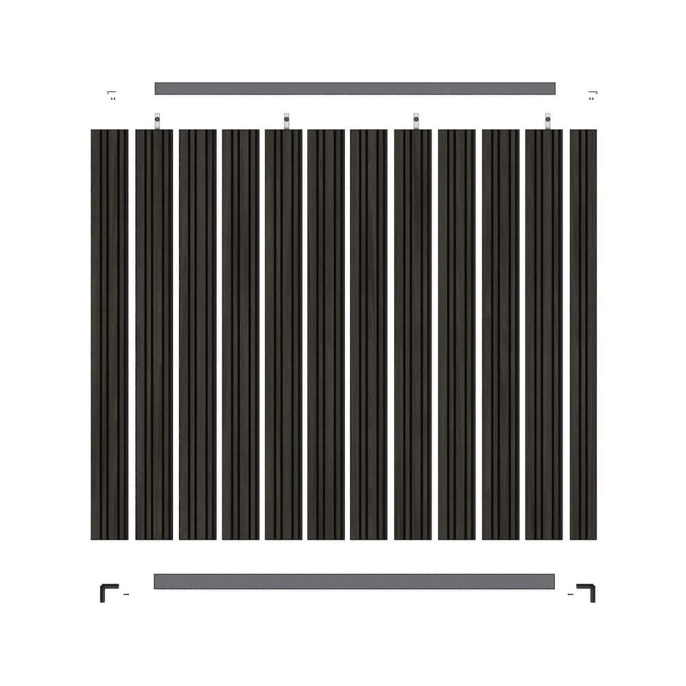 NewTechWood UltraEasy 6 ft. x 6 ft. Indian Ebony Composite Hybrid Style Vertical Fence Panel Kit with Gray Frame (3)