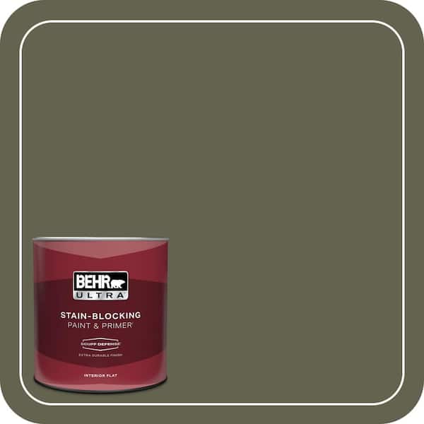BEHR ULTRA 1 qt. #N350-7A Mountain Olive Extra Durable Flat Interior Paint & Primer (2)