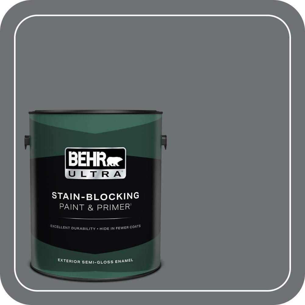 BEHR ULTRA 1 gal. #MQ5-28 Dawn Gray Semi-Gloss Enamel Exterior Paint & Primer