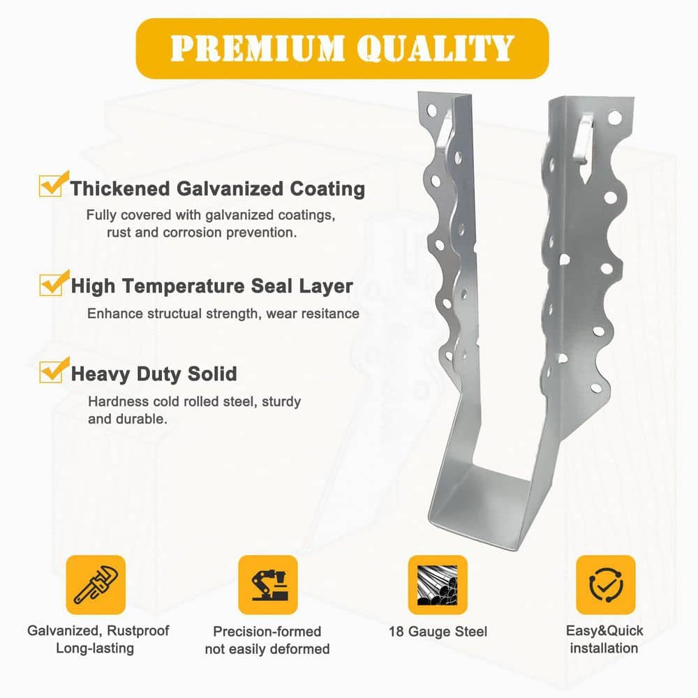 NVNOO 2 in. x 6 in. LU24 18 Gauge Zmax Galvanizing Face Joist Hanger Tie Brackets for Wood Hurricane Ties (25-Pack) (3)