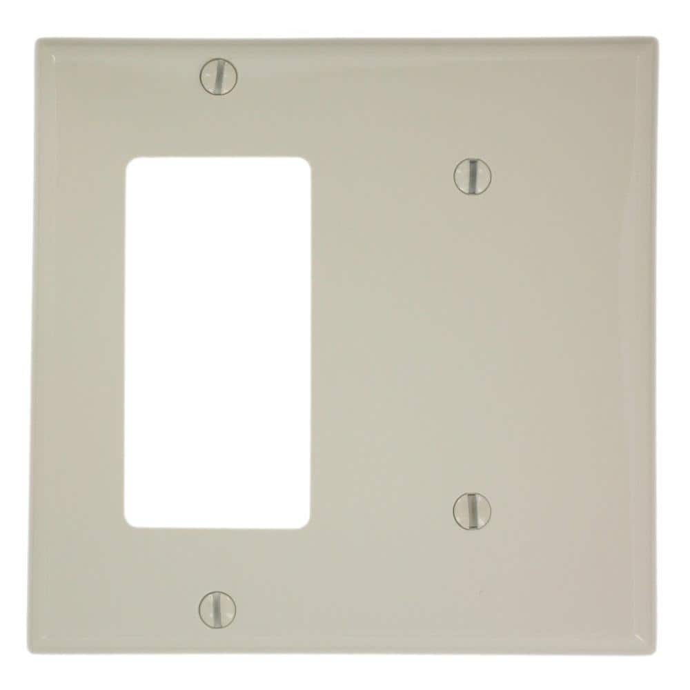 Leviton 2-Gang Light Almond 1-Decora/Rocker / 1-Blank Nylon Strap Mount Wall Plate (1-Pack) 80708-T (1)