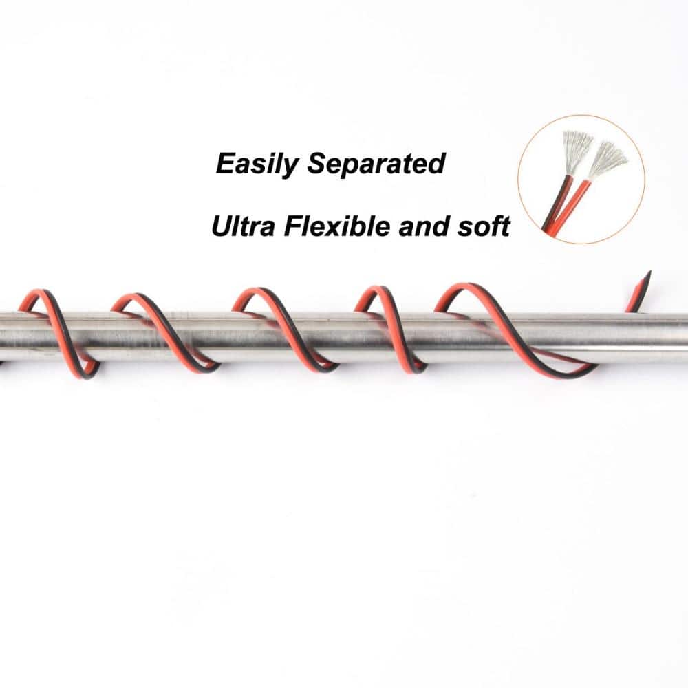 Unbranded 20 AWG Silicone Electrical Wire 2 Conductor 50 Ft Black and Red Flexible Tinned Copper Hook Up Wire 600V (3)