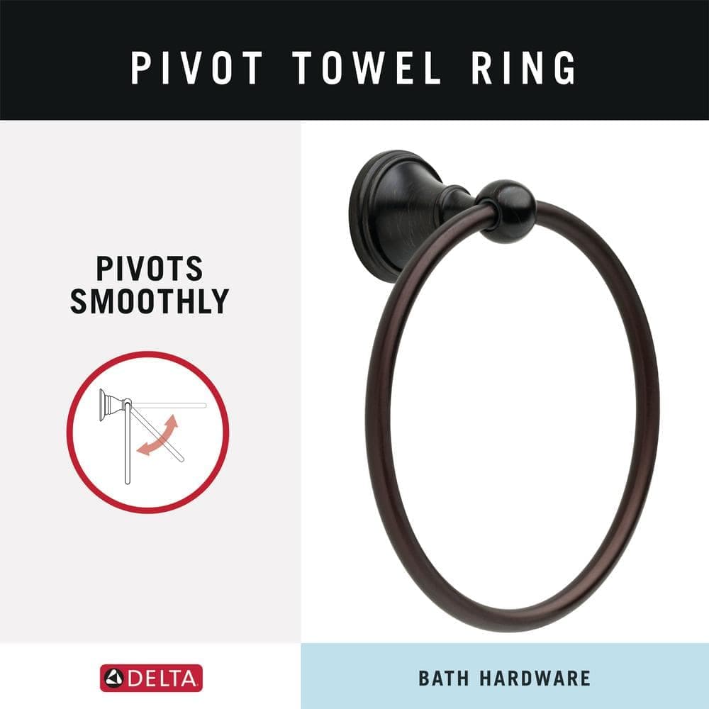 Delta Crestfield Wall Mount Round Closed Towel Ring Bath Hardware Accessory in Venetian Bronze (3)