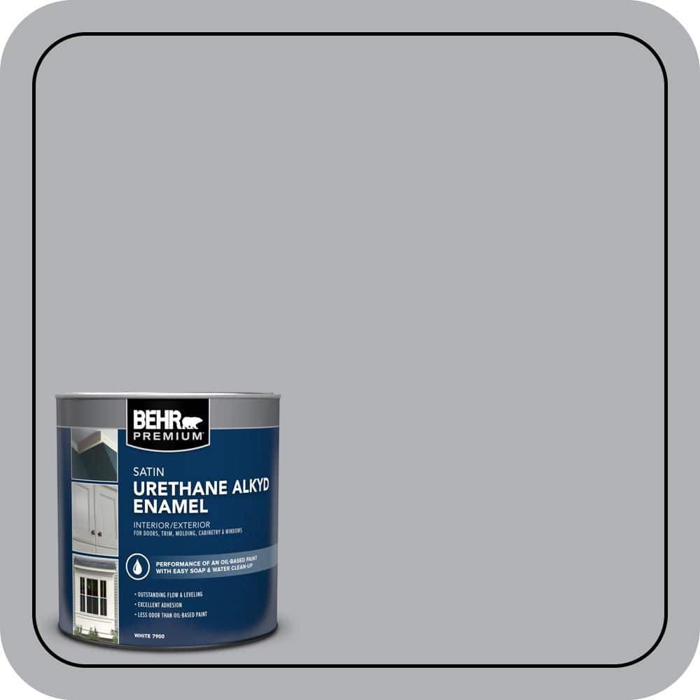BEHR PREMIUM 1 qt. #PPU26-08 Silverstone Urethane Alkyd Satin Enamel Interior/Exterior Paint