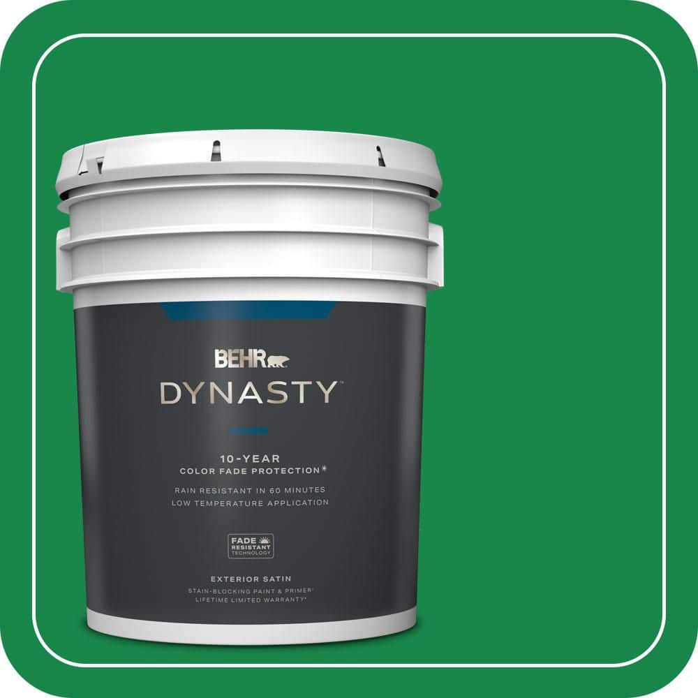 BEHR DYNASTY 5 gal. #460B-6 Chlorophyll Satin Enamel Exterior Stain-Blocking Paint & Primer