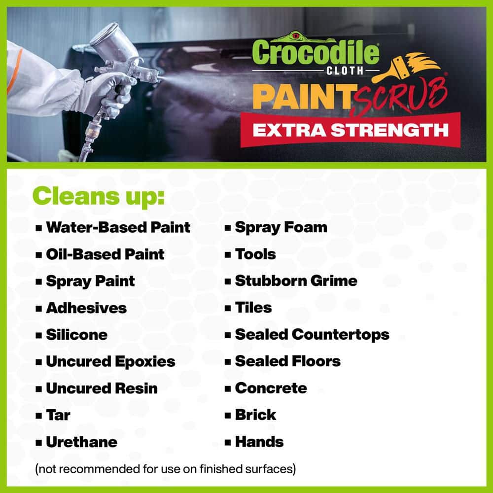 CROCODILE CLOTH PaintSCRUB 60-Count Wipes Paint Cleanup Wipe for Paint Epoxy and Tar on Concrete and Tile Extra Strength (60-Pack) (2)