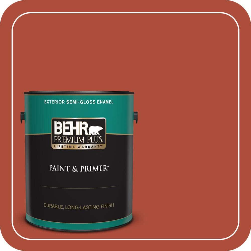 BEHR PREMIUM PLUS 1 gal. #MQ4-35 Torch Red Semi-Gloss Enamel Exterior Paint & Primer