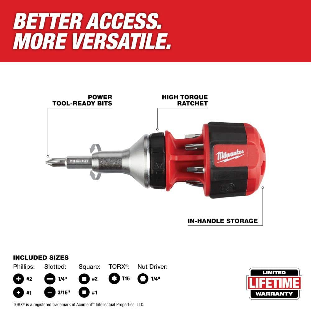 Milwaukee 8-in-1 Compact Ratcheting Multi-Bit Screwdriver (3)
