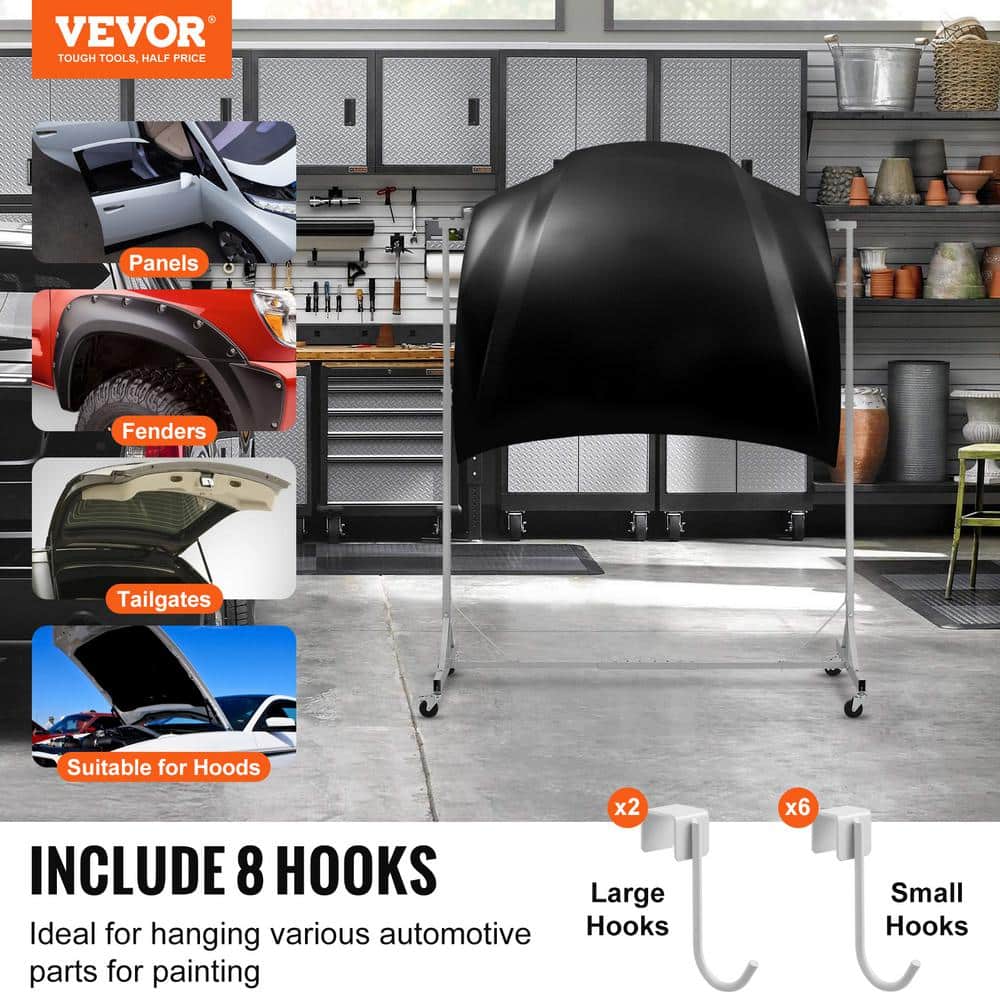 VEVOR Painting Rack, 5 ft.-7 ft. Adjustable Height, 66 lbs. Capacity Automotive Paint Rack Stand, 8 Hooks Painting Drying Rack (2)