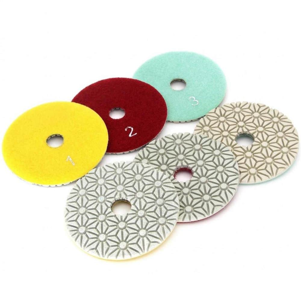 LAIFUCAM 4 Inch Diamond Resin Polishing Pad with 3 Step High Efficiency for Granite Marble Quartz Concrete Wet Dry