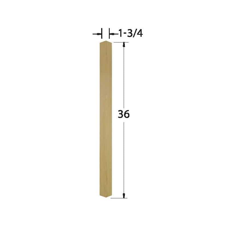 EVERMARK Stair Parts 36 in. x 1-3/4 in. 5360 Unfinished Red Oak Full Square Craftsman Wood Baluster for Stair Remodel (2)