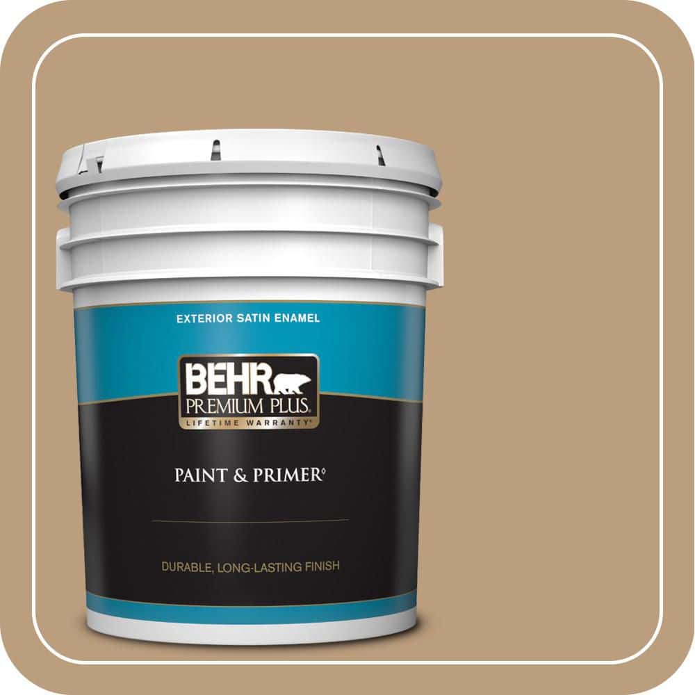 BEHR PREMIUM PLUS 5 gal. #PPH-11 Cardboard Color Satin Enamel Exterior Paint & Primer