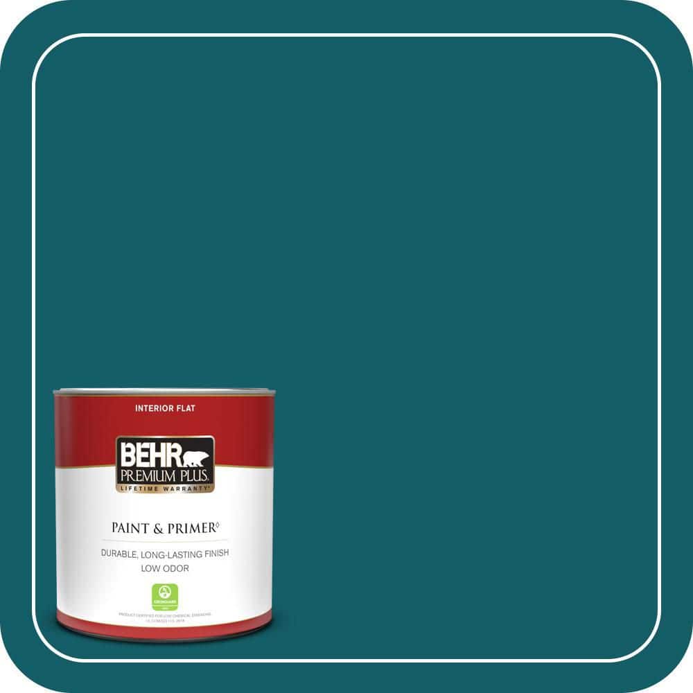 BEHR PREMIUM PLUS 1 qt. #S-H-530 Tropical Skies Flat Low Odor Interior Paint & Primer