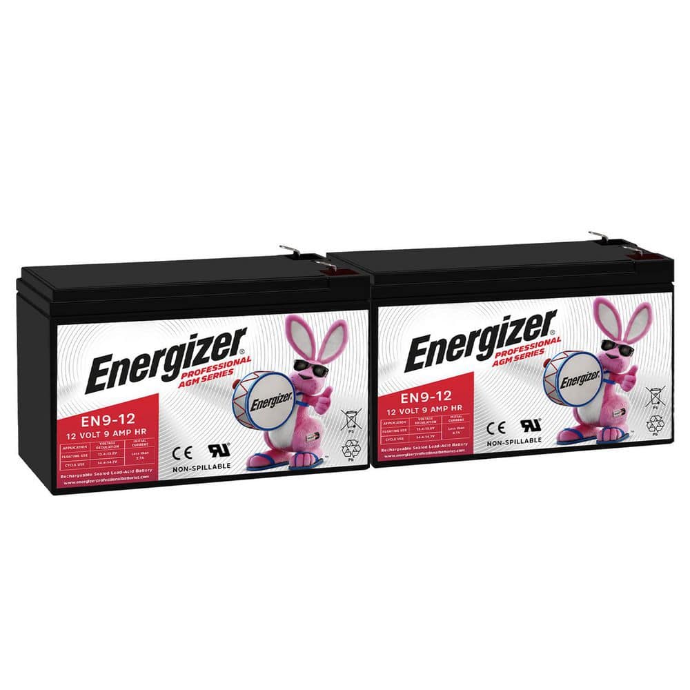Energizer 12V 9Ah Long Lasting SLA AGM Rechargeable Battery Use In Wheelchairs, Electric Scooters, Backup Power-2 Pack