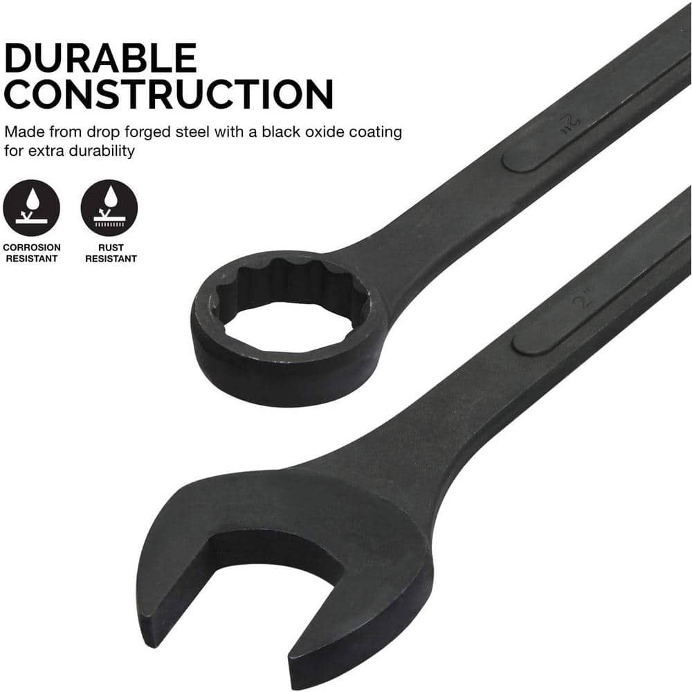 NEIKO Jumbo Combination Wrench Set, SAE, 12-Point, 1-5/16 in. to 2 in. for Large Vehicles, Black Oxide Finish (10-Piece) (2)