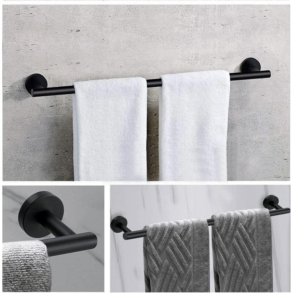 ruiling 30 in. Wall Mounted Towel Bar in Stainless Steel Matte Black-2 Pack (2)