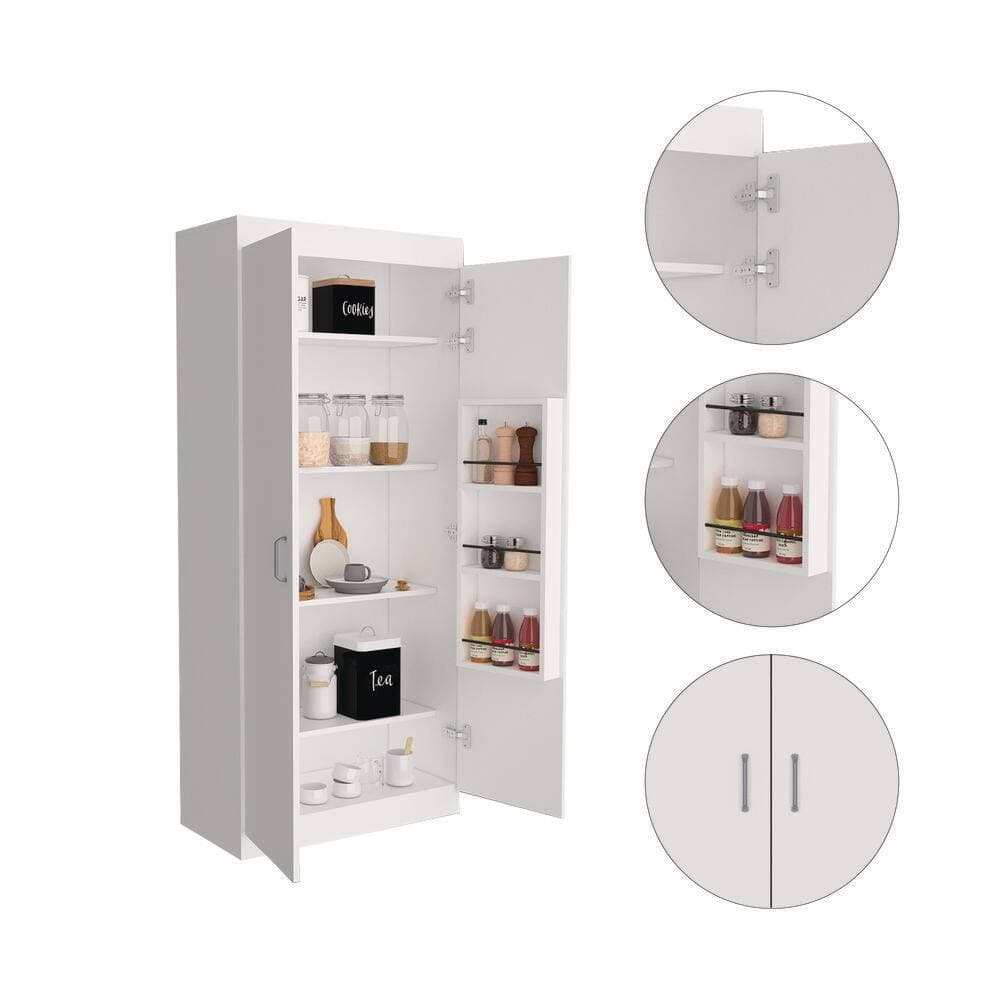 Tahanbath 27.50 in. W x 15.10 in. D x 62.90 in. H White Wood Freestanding Linen Cabinet with 5-Shelves and 3 Door in White (2)