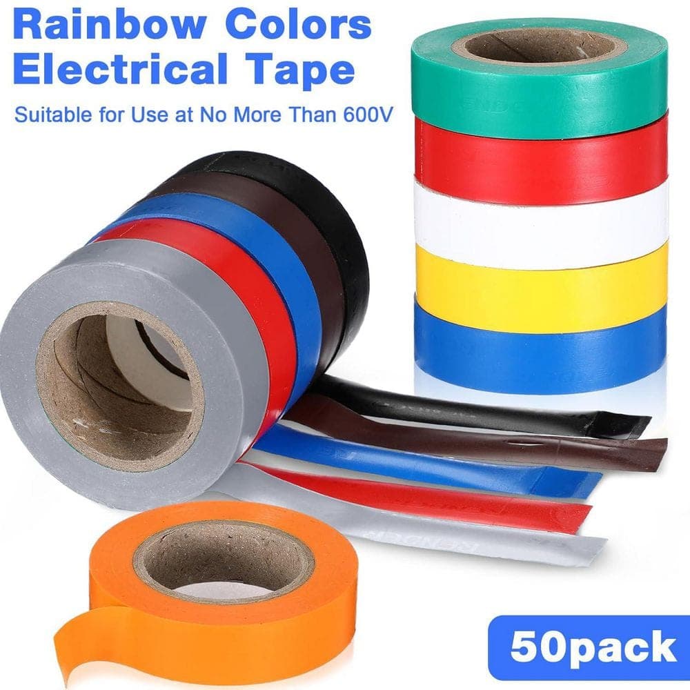 YICHUHAOXI 3/4 in. x 65 ft. Electrical Tape Rainbow Colored Waterproof PVC Insulation Supplies 50-Pack (3)