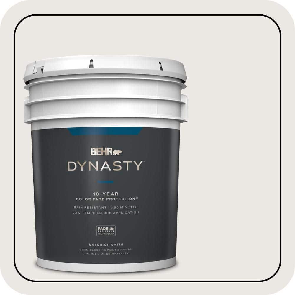 BEHR DYNASTY 5 gal. #MQ3-32 Cameo White Satin Enamel Exterior Stain-Blocking Paint & Primer