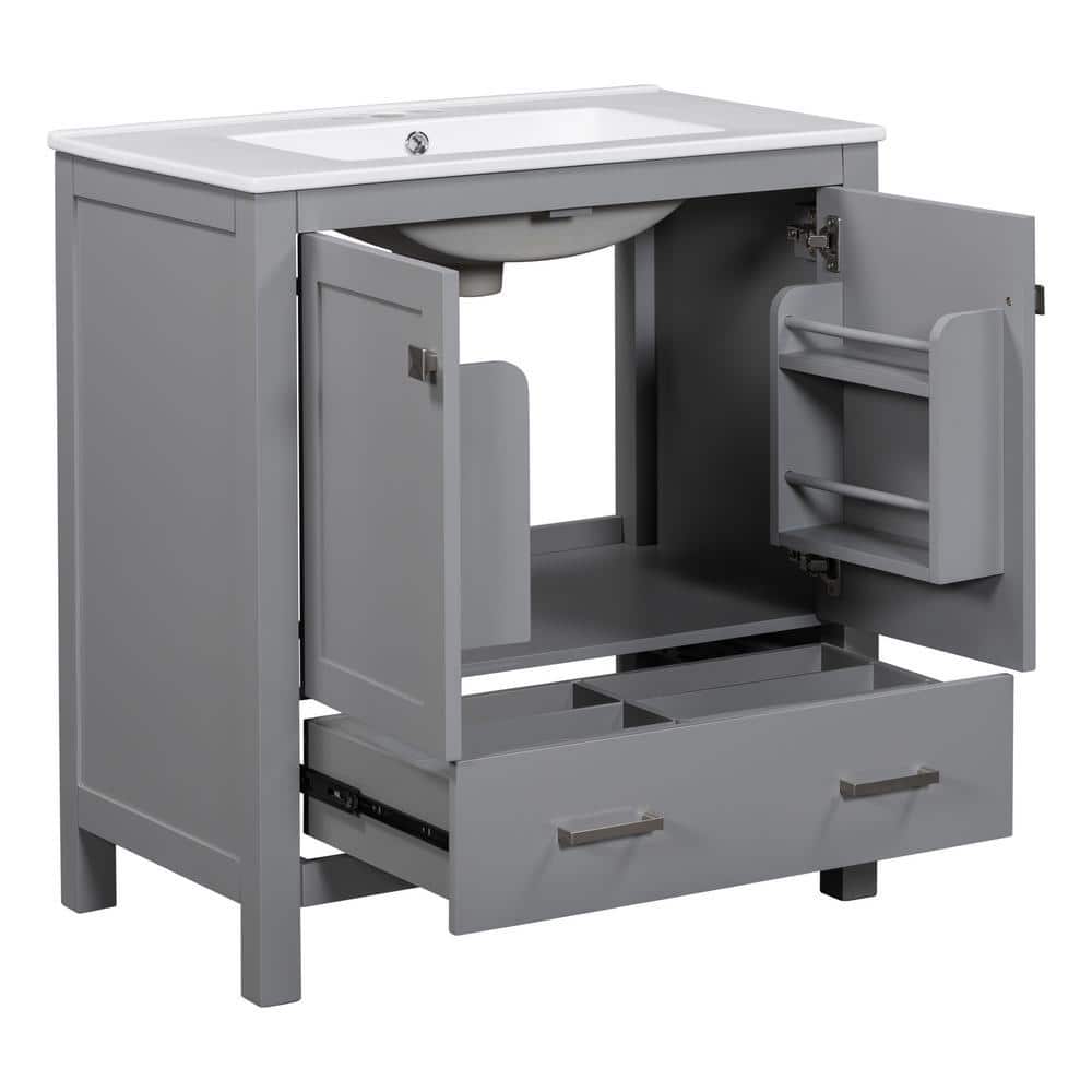 COWLOWN 30 in. D x 18 in. W x 34 in. H Bathroom Gray Linen Cabinet (1)