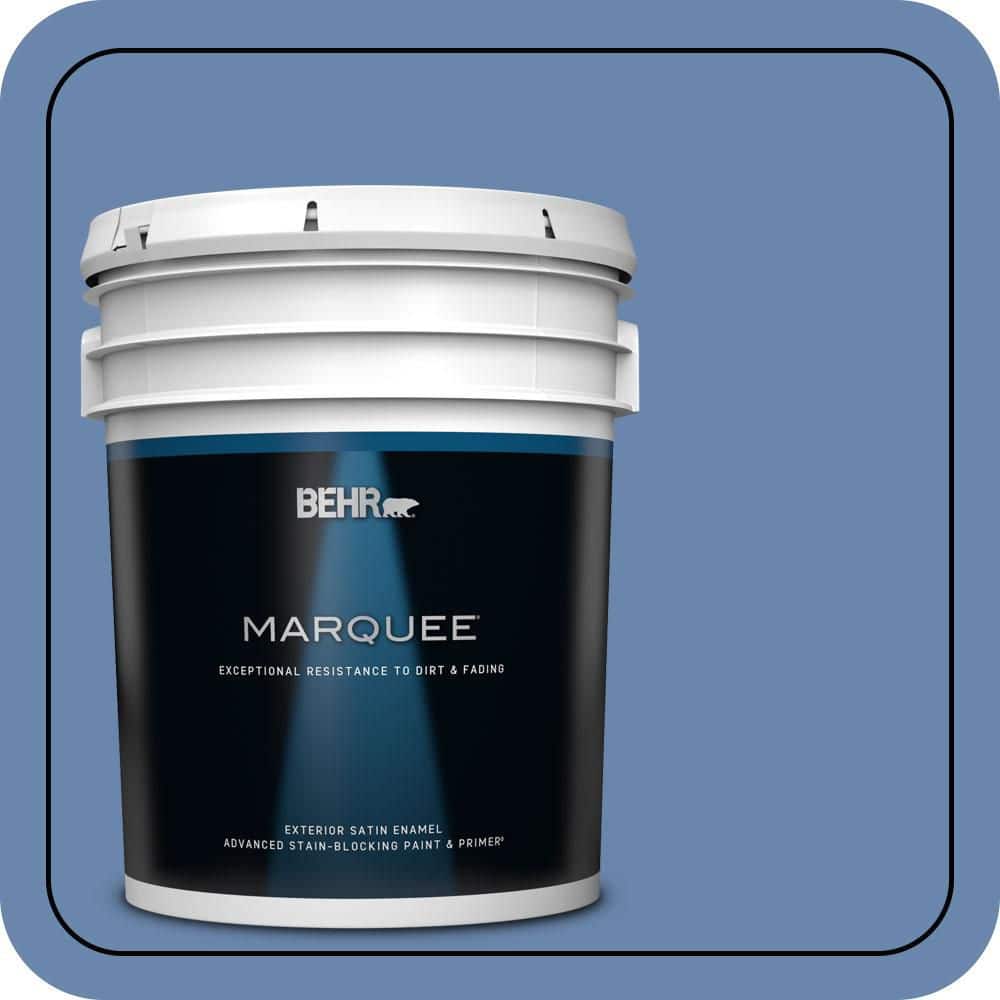 BEHR MARQUEE 5 gal. #M530-5 Cowgirl Blue Satin Enamel Exterior Paint & Primer (1)