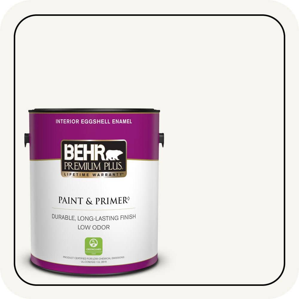 BEHR PREMIUM PLUS 1 gal. Designer Collection #DC-001 Whipped Cream Eggshell Enamel Low Odor Interior Paint & Primer (1)