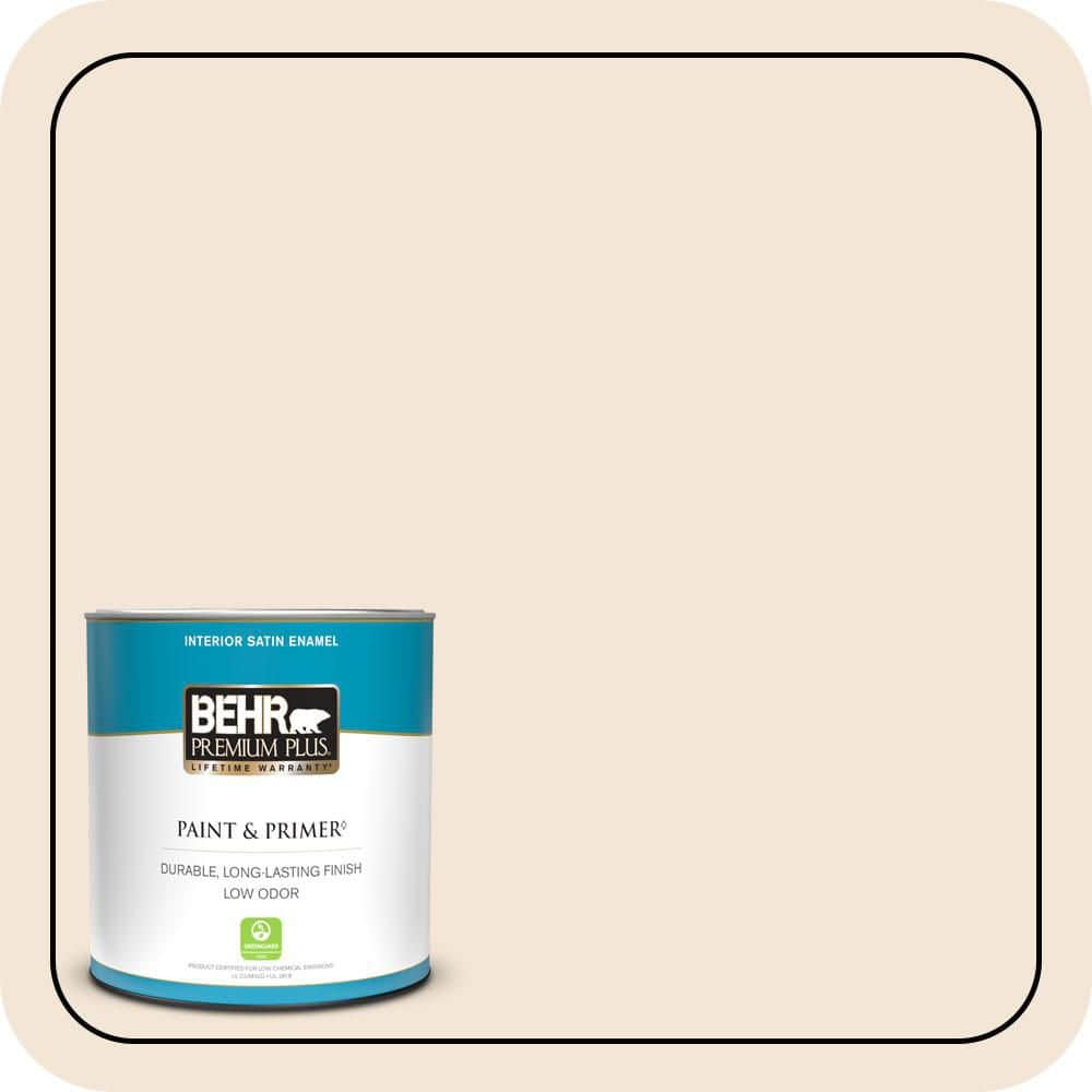 BEHR PREMIUM PLUS 1 qt. #PPU5-11 Delicate Lace Satin Enamel Low Odor Interior Paint & Primer