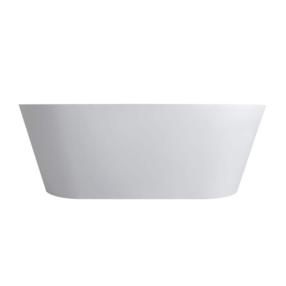 JimsMaison 63 in. x 29.5 in. Stone Resin Solid Surface Freestanding Soaking Bathtub in Matte White (1)