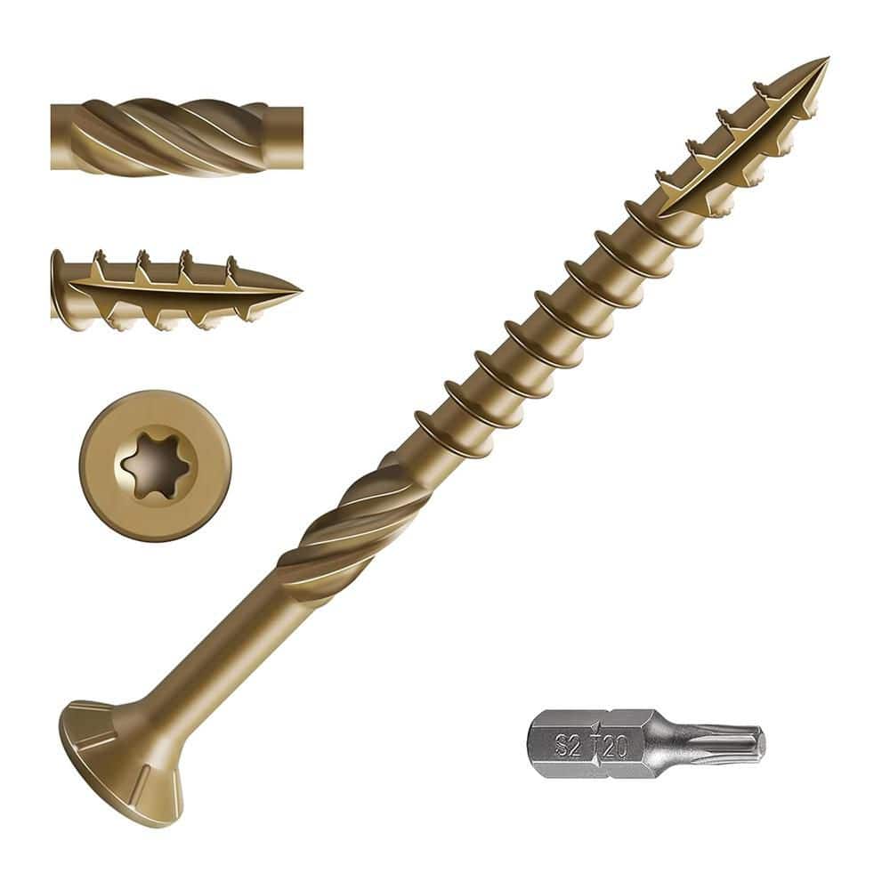 Afoxsos Bronze Rust Resistant Epoxy Coated Exterior Deck Screws T25 Star Bit (137-Pack) (1)