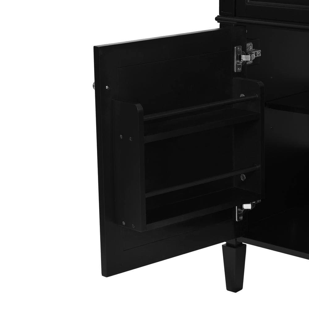 Unbranded 35.74 in. Modern Bath Vanity Cabinet without Top in Black with 2 Drawers, Tip-out Drawer and Soft-Close Door Unassembled (3)