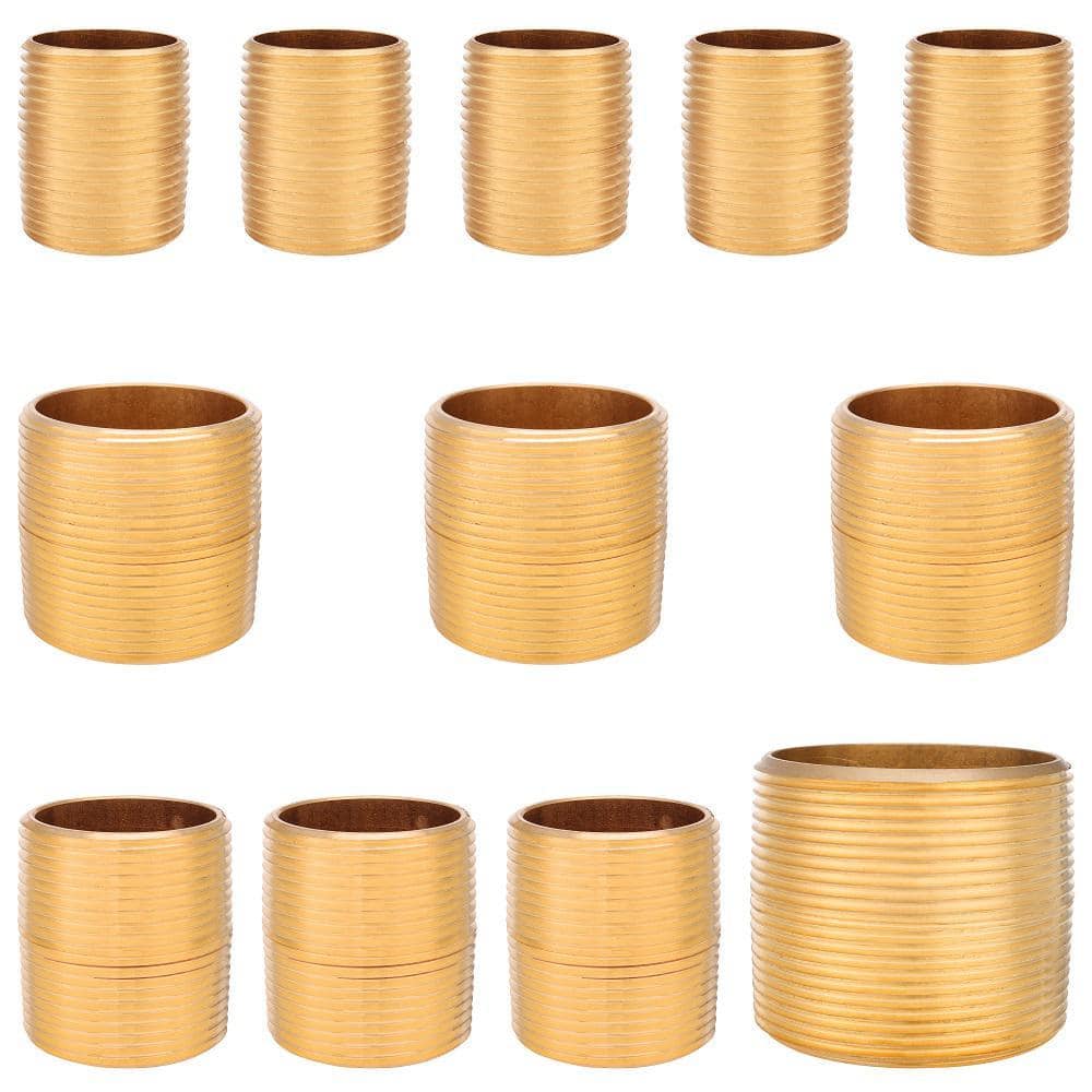 LTWFITTING Assortment Kit 1-Inch 1-1/4-Inch 1-1/2-Inch 2-Inch NPT Male Brass Pipe Close Nipple Set (12-Pack) (1)