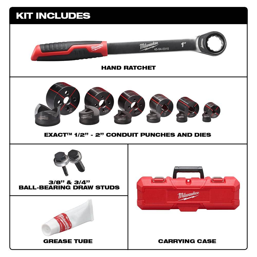 Milwaukee 1/2 in. x 2 in. Ratchet Knockout Set (2)